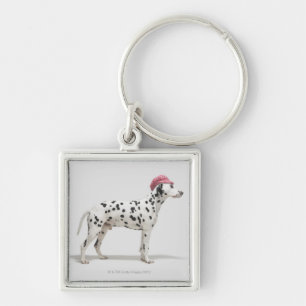 Dog wearing a hat keychain