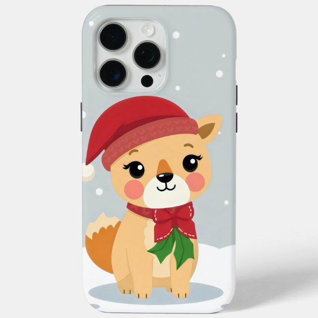 dog wearing a santa hat and scarf Case-Mate iPhone case (Back)