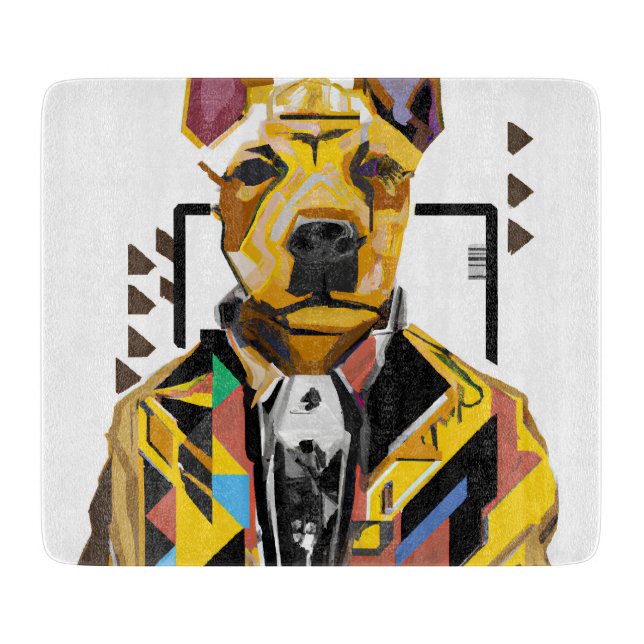 Dog Wearing a Suit: Digital Art Cutting Board (Front)