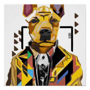 Dog Wearing a Suit: Digital Art Poster
