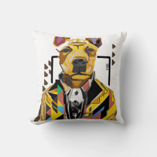 Dog Wearing a Suit: Digital Art Throw Pillow