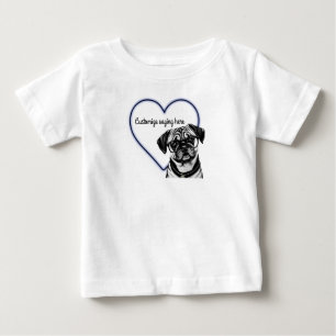 Dog Wearing Glasses with Blue Heart Design T-Shirt