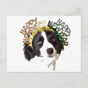 Dog Wearing Happy New Year Hats Holiday Postcard