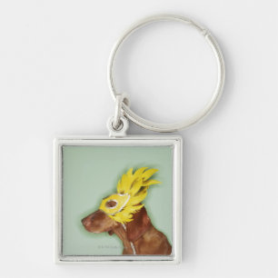 Dog wearing mask keychain