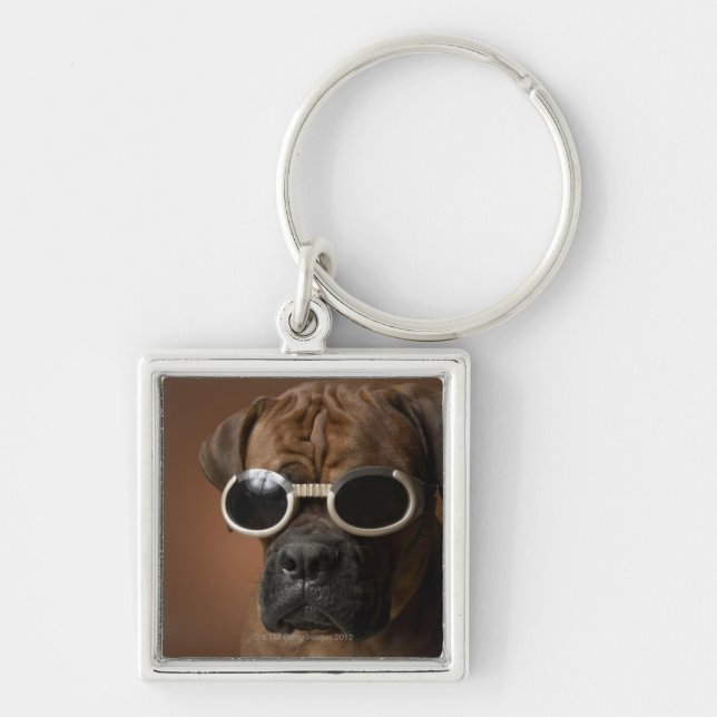 Dog wearing sunglasses keychain (Front)