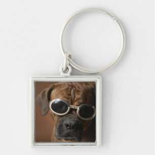 Dog wearing sunglasses keychain