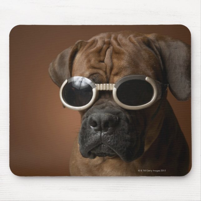 Dog wearing sunglasses mouse pad (Front)