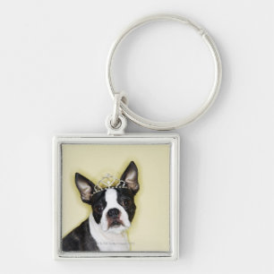 Dog wearing tiara keychain