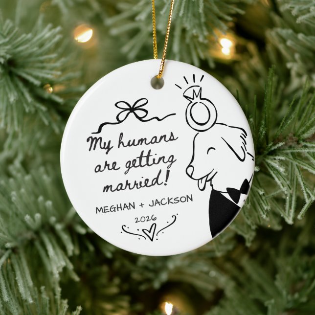 Dog Wedding Announcement Ornament (Tree)