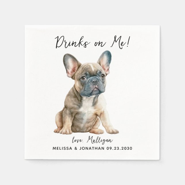 Dog Wedding Cocktail Napkin (Front)