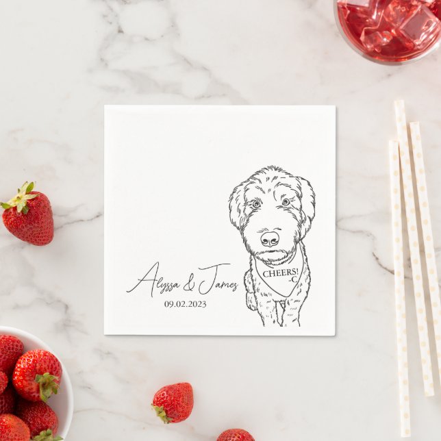 Dog Wedding Cocktail Napkins Cheers Goldendoodle (Insitu)