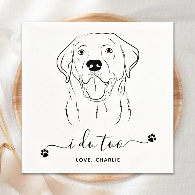 Dog Wedding I Do Too Personalize Labrador Cocktail Napkin (Creator Uploaded)