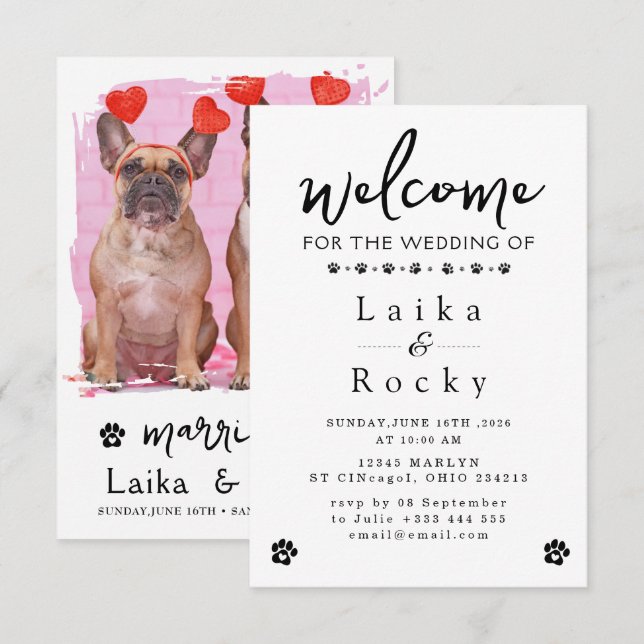 Dog Wedding Invitation (Front/Back)