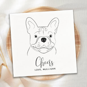 Dog Wedding Personalized Cheers French Bulldog Napkin