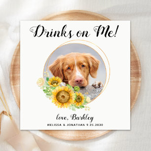 Dog Wedding Personalized Cocktail Bar Napkin