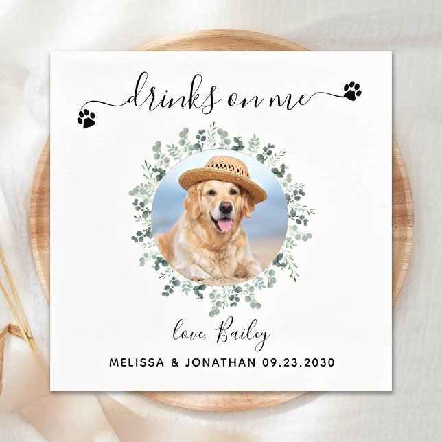 Dog Wedding Personalized Cocktail Napkin (Creator Uploaded)