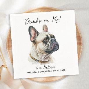 Dog Wedding Personalized French Bulldog Cocktail Napkin