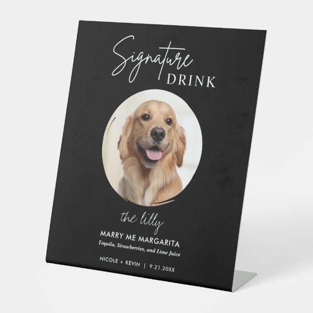 Dog Wedding Signature Drinks  Pedestal Sign (Front)