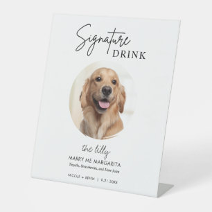 Dog Wedding Signature Drinks  Pedestal Sign