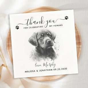 Dog Wedding Thank You Modern Black Labrador Pet Napkin