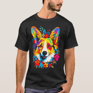 Dog Welsh Corgi Flowers Peace T-Shirt