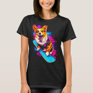 Dog Welsh Corgi Snowboarding T-Shirt