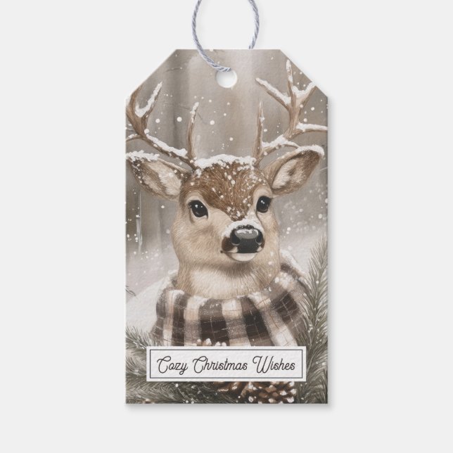 Dog Winter Snow Christmas Gift Tags (Front)