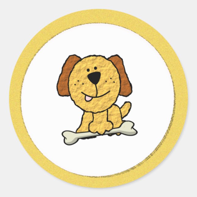 Dog with a Bone Classic Round Sticker (Front)