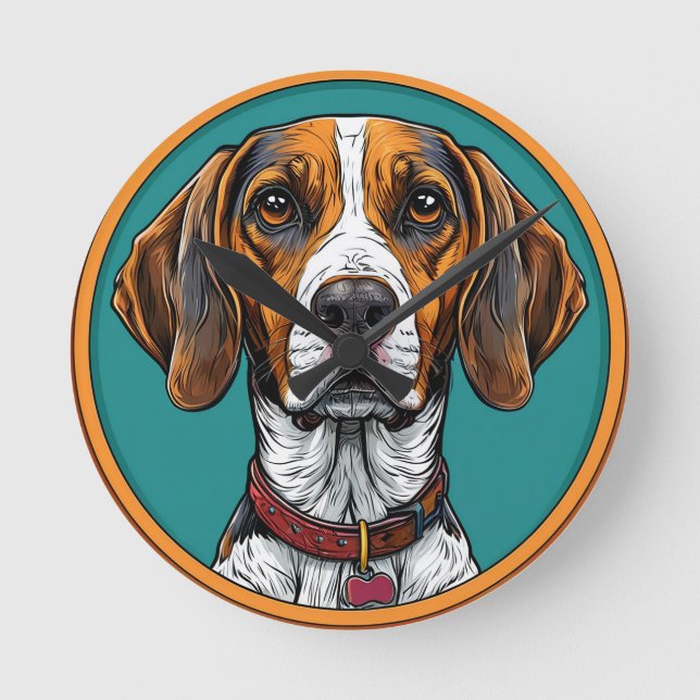 Dog With a Collar in a Circular Frame Round Clock (Front)