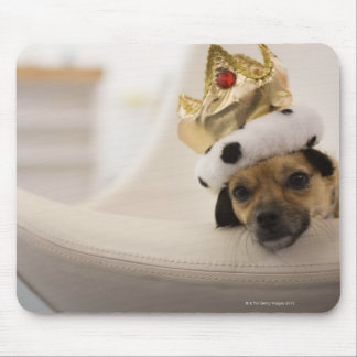 Dog with a crown mouse pad