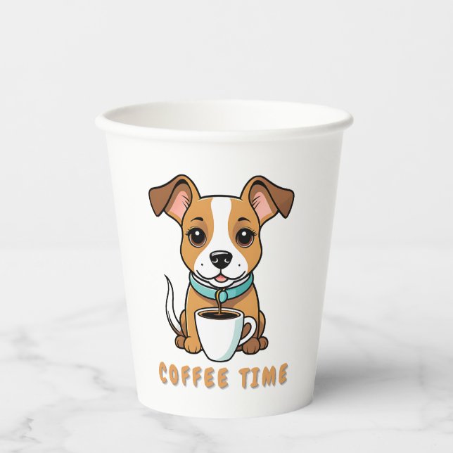 dog with a cup coffee (Front)