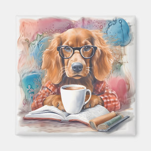 Dog With a Cup of Hot Chocolate Magnet