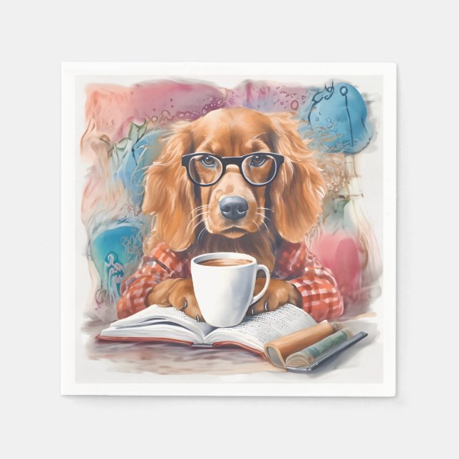 Dog With a Cup of Hot Chocolate Napkin (Front)