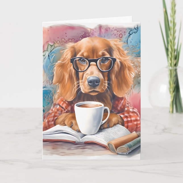 Dog With a Cup of Hot Chocolate Thank You Card (Front)