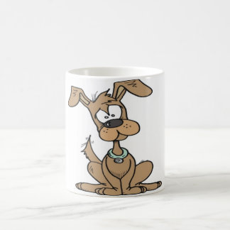 Dog with a funny confused coffee mug