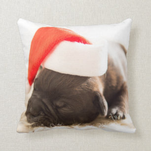 Dog with a New Years's Cap Throw Pillow