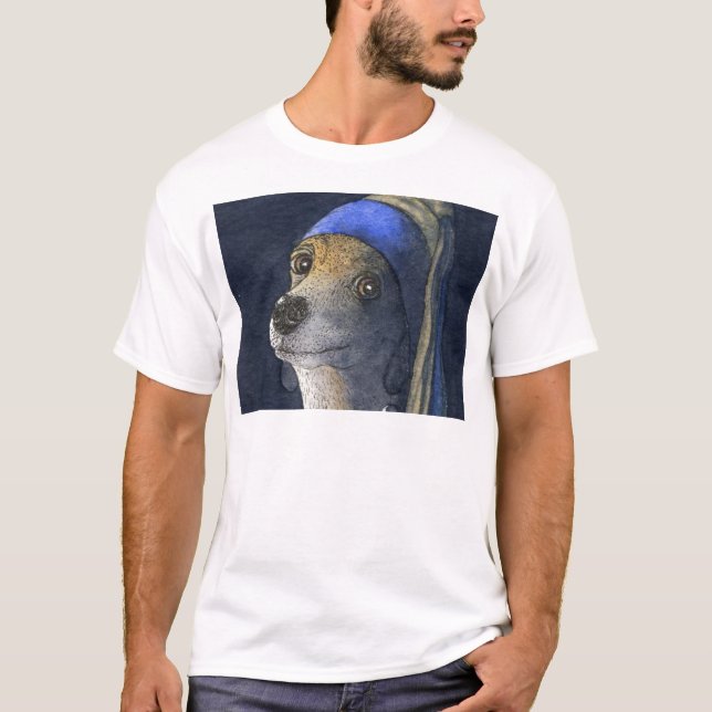 Dog with a pearl earring T-Shirt (Front)