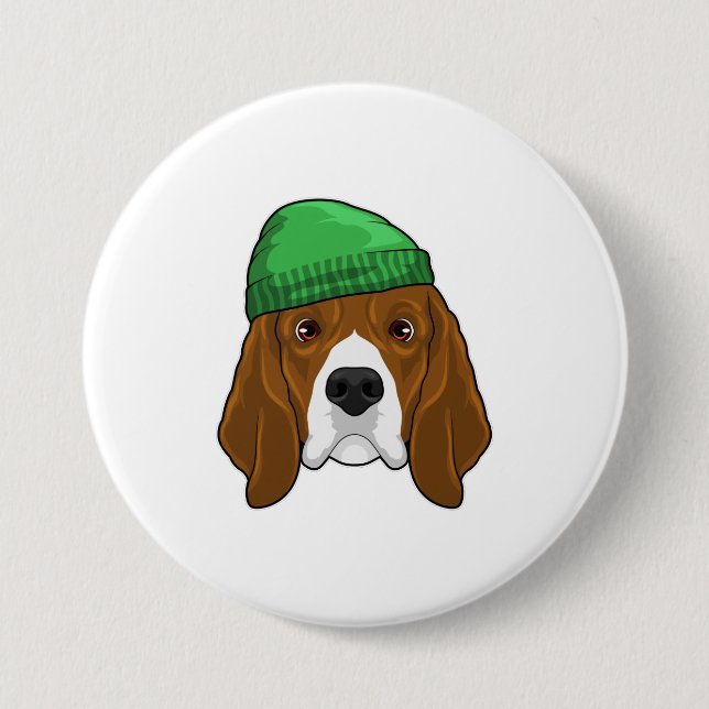 Dog with Beanie 3 Inch Round Button (Front)