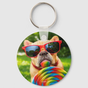 Dog With Big Lollipop Keychain