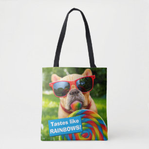 Dog With Big Lollipop Tote Bag