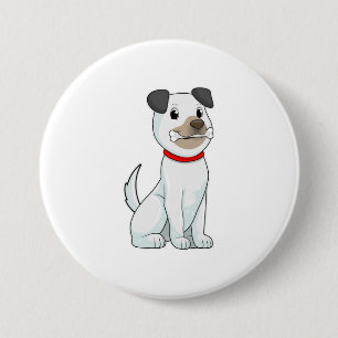 Dog with Bone 3 Inch Round Button