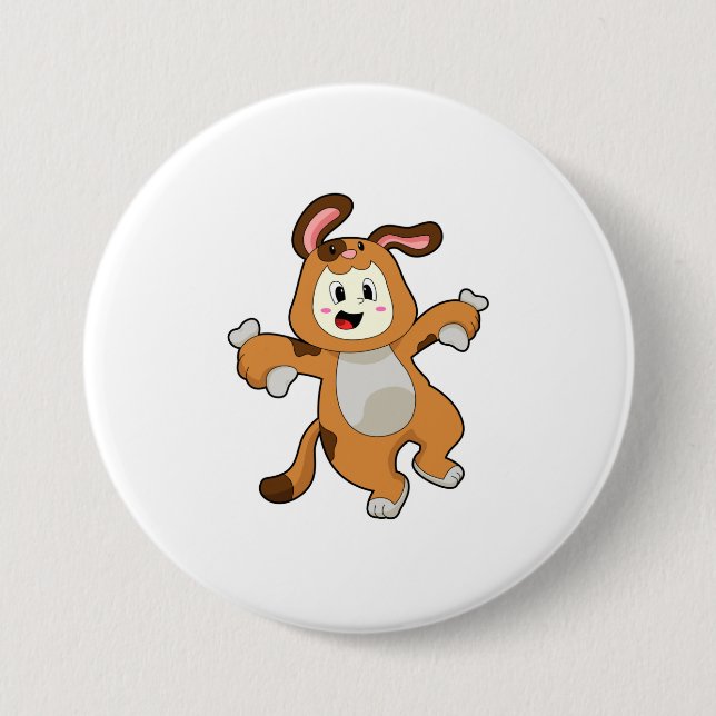 Dog with Bone as Rabbit 3 Inch Round Button (Front)