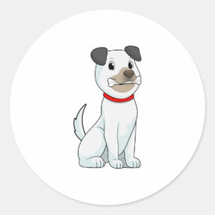 Dog with Bone Classic Round Sticker