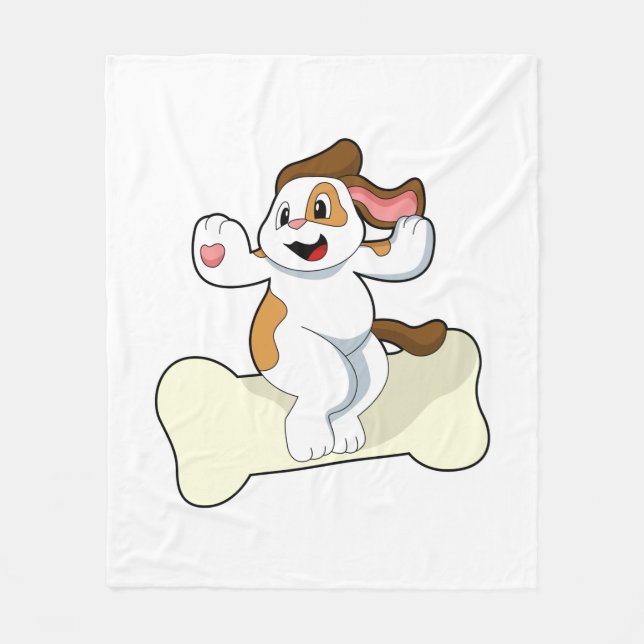 Dog with Bone Fleece Blanket (Front)