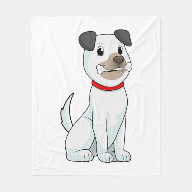 Dog with Bone Fleece Blanket (Front)