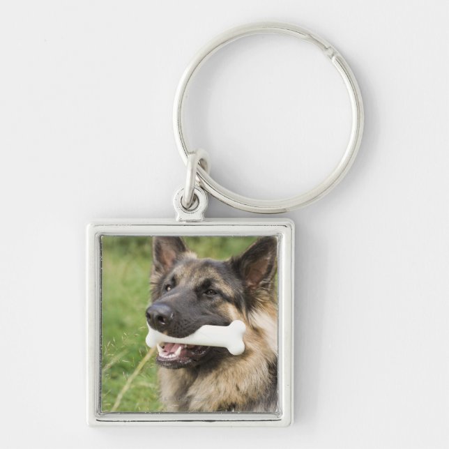 Dog with bone keychain (Front)