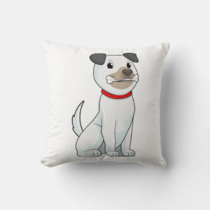 Dog with Bone Throw Pillow