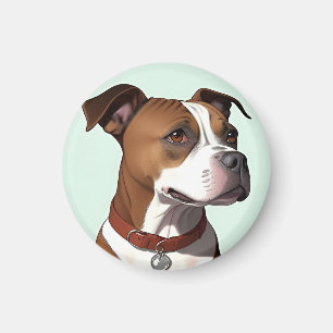 Dog With Brown and White Coat and Collar Magnet
