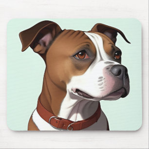 Dog With Brown and White Coat and Collar Mouse Pad