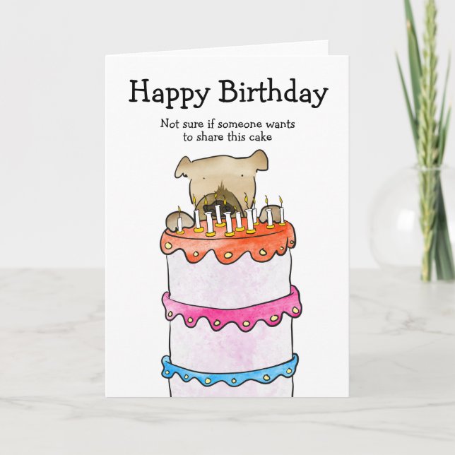Dog with cake birthday card (Front)